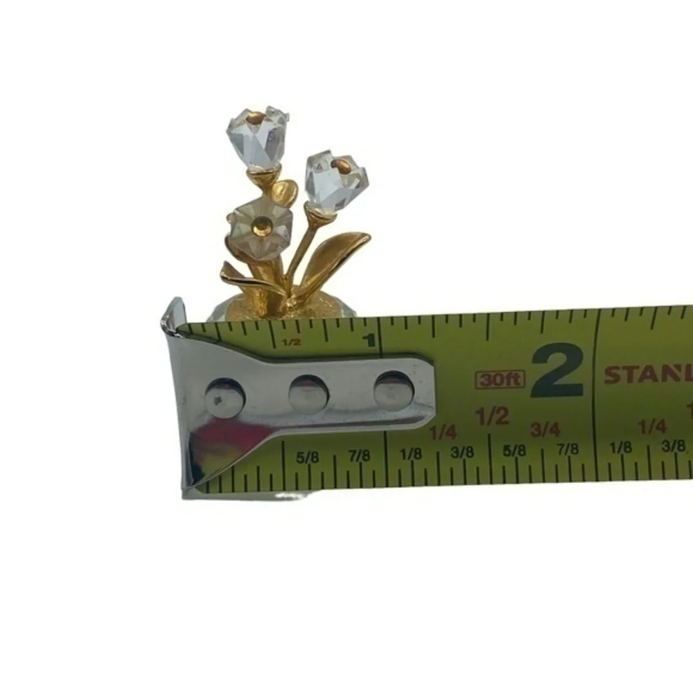 Swarovski Crystal Gold Tone Miniature Flower Pot Figurine